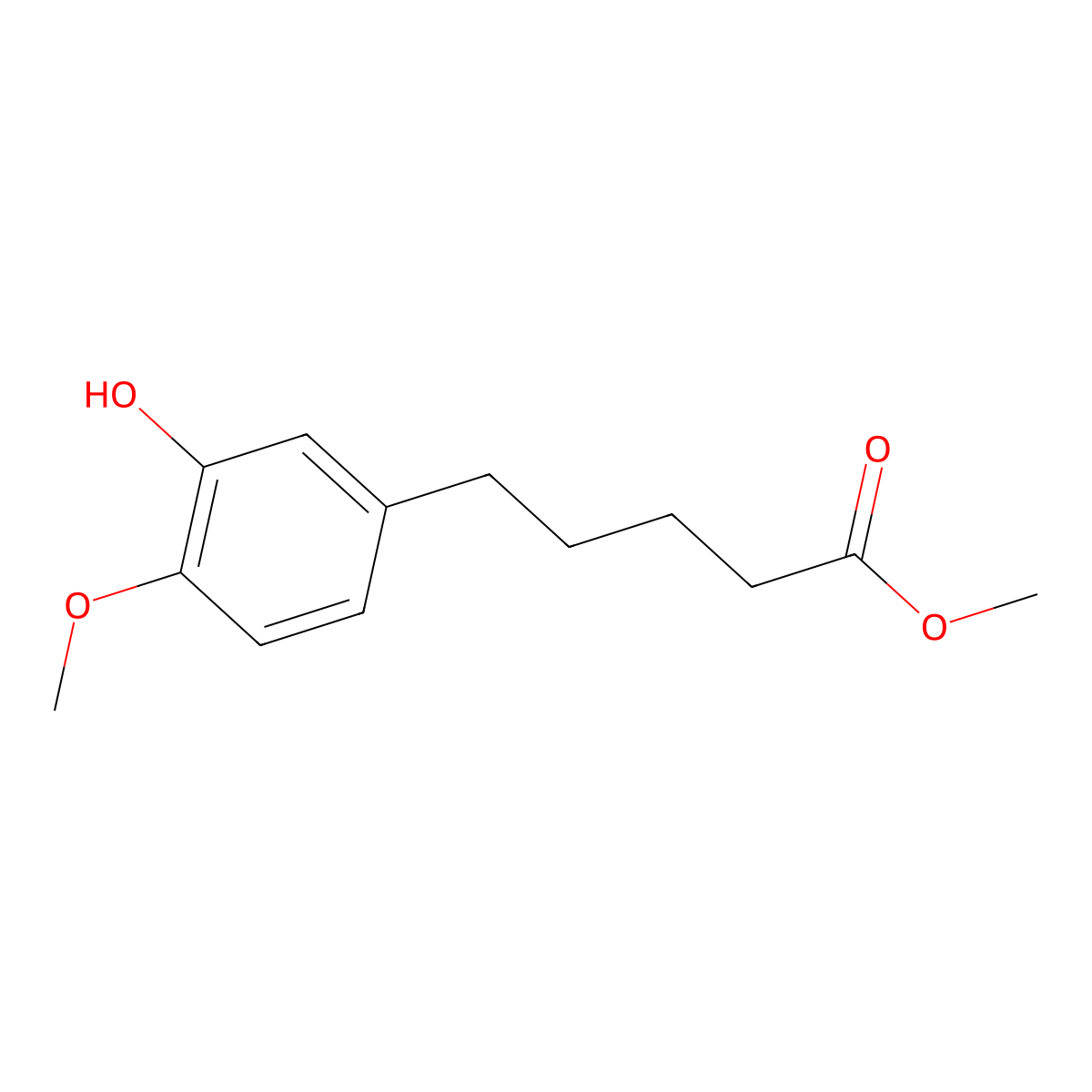 Methyl 5-(3-hydroxy-4-methoxyphenyl)pentanoate molecular structure, CAS 205052-12-6