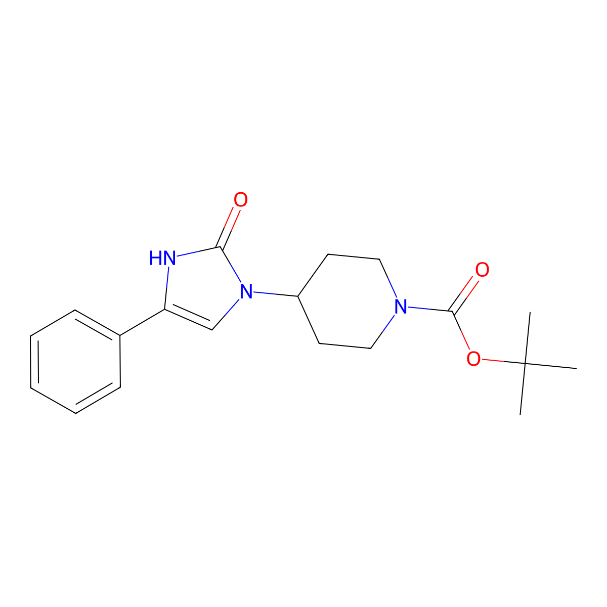 tert-Butyl 4-(2-oxo-4-phenyl-2,3-dihydro-1H-imidazol-1-yl)piperidine-1-carboxylate molecular structure, CAS 205058-11-3