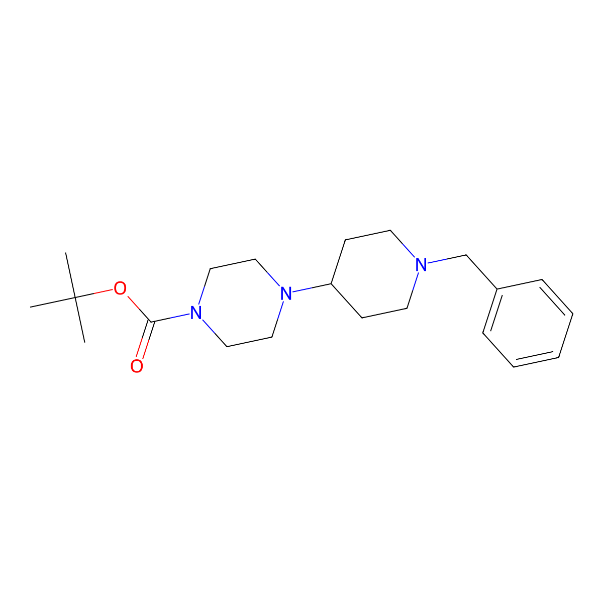 1-(1,1-Dimethylethoxycarbonyl)-4-[1-(phenylmethyl)-4-piperidinyl]piperazine molecular structure, CAS 205059-23-0