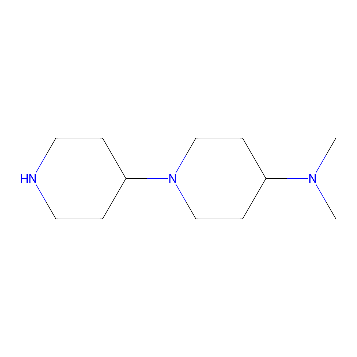 N,N-dimethyl-1-(piperidin-4-yl)piperidin-4-amine molecular structure, CAS 205059-38-7