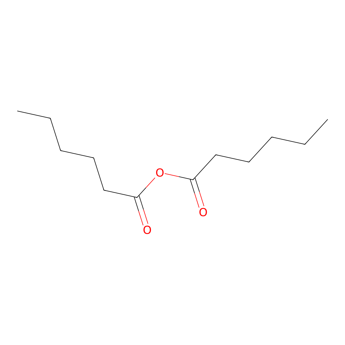 Hexanoic anhydride molecular structure, CAS 2051-49-2