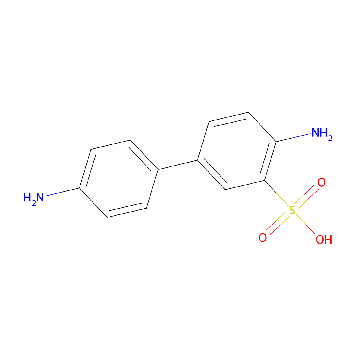 Biphenyl-3-sulfonic acid, 4,4'-diamino- molecular structure, CAS 2051-89-0