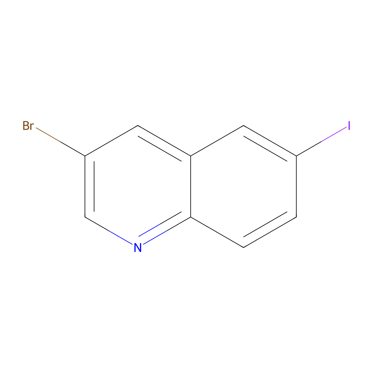 3-Bromo-6-iodoquinoline molecular structure, CAS 205114-20-1