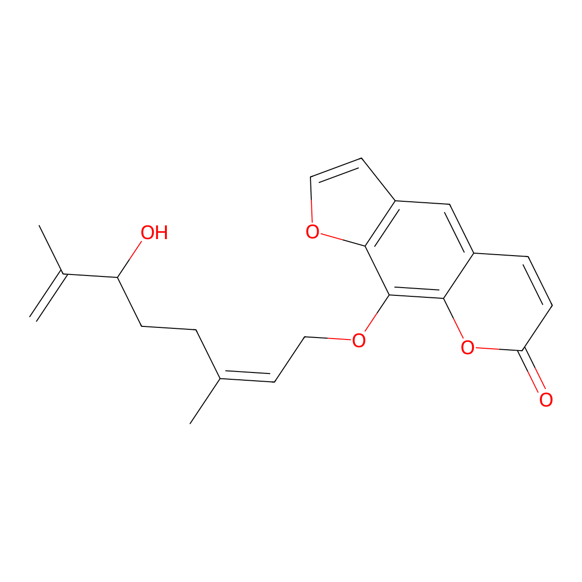 9-[(6S)-6-hydroxy-3,7-dimethylocta-2,7-dienoxy]furo[3,2-g]chromen-7-one molecular structure, CAS 205115-75-9