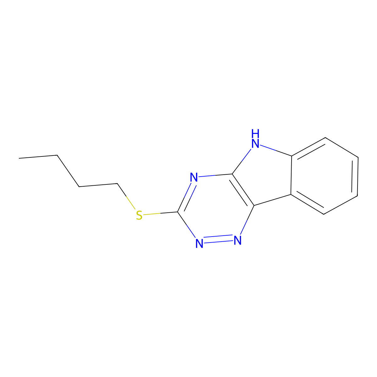 3-butylsulfanyl-5H-[1,2,4]triazino[5,6-b]indole molecular structure, CAS 205130-00-3