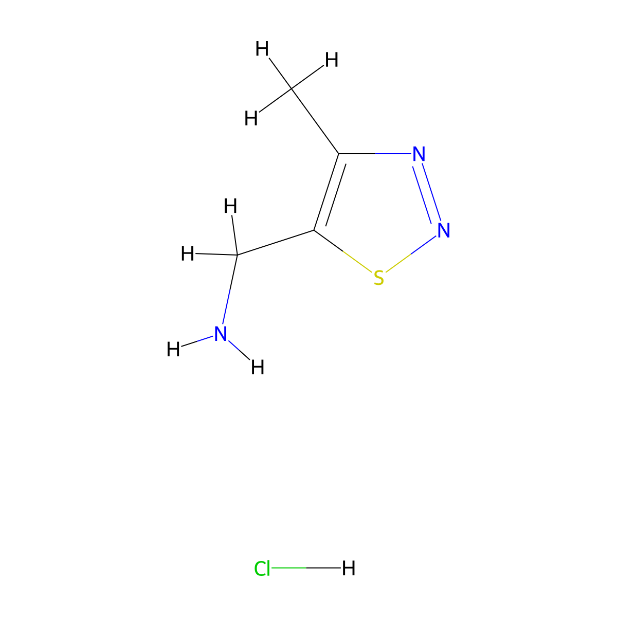 (4-Methyl-1,2,3-thiadiazol-5-yl)methanamine hydrochloride molecular structure, CAS 205131-57-3