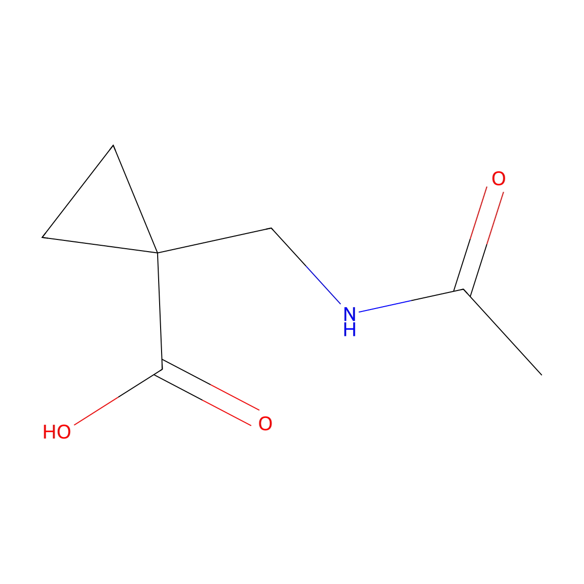1-(Acetamidomethyl)cyclopropanecarboxylic acid molecular structure, CAS 205173-55-3