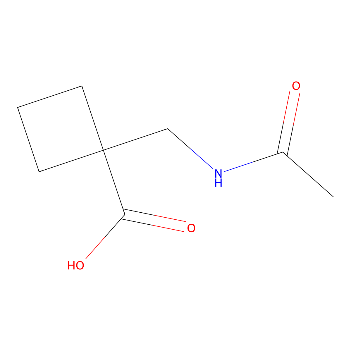 1-(Acetamidomethyl)cyclobutane-1-carboxylic acid molecular structure, CAS 205173-67-7