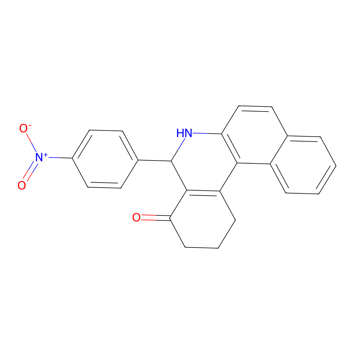 5-(4-nitrophenyl)-2,3,5,6-tetrahydrobenzo[a]phenanthridin-4(1H)-one molecular structure, CAS 20518-08-5