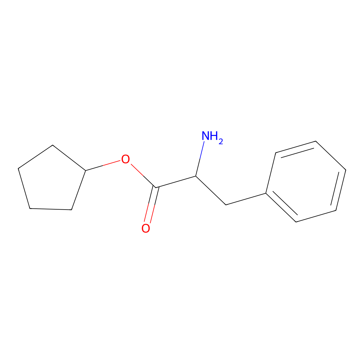 Cyclopentyl (2S)-2-amino-3-phenylpropanoate molecular structure, CAS 205180-02-5
