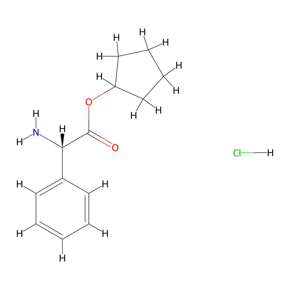 (S)-Cyclopentyl 2-amino-2-phenylacetate HCl molecular structure, CAS 205180-16-1