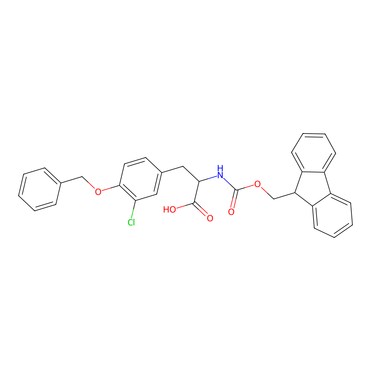 (S)-3-(4-Benzyloxy-3-chloro-phenyl)-2-(9H-fluoren-9-ylmethoxycarbonylamino)-propionic acid molecular structure, CAS 205181-81-3
