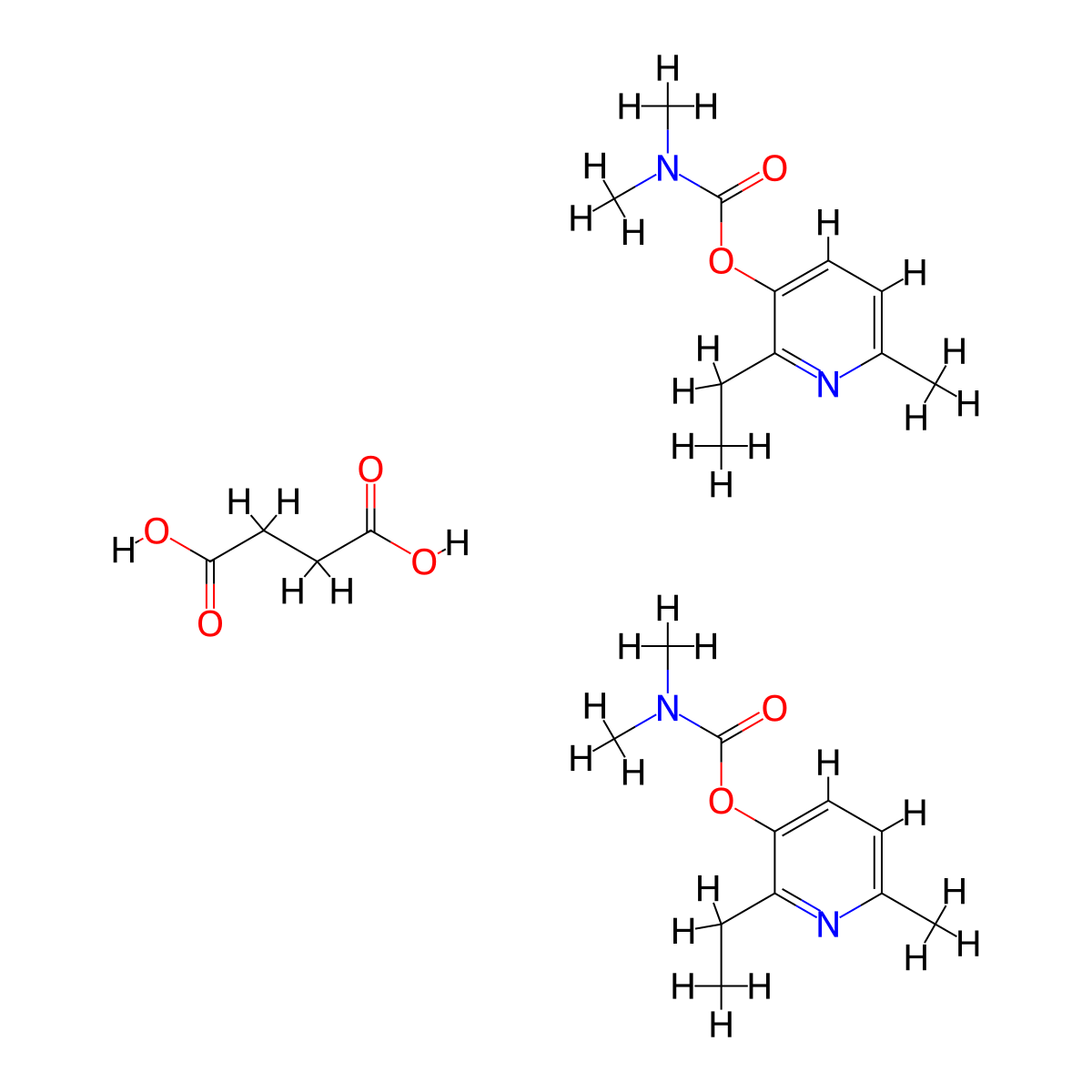 2-Ethyl-6-methyl-3-pyridinyl dimethylcarbamate succinate (2:1) molecular structure, CAS 205189-71-5