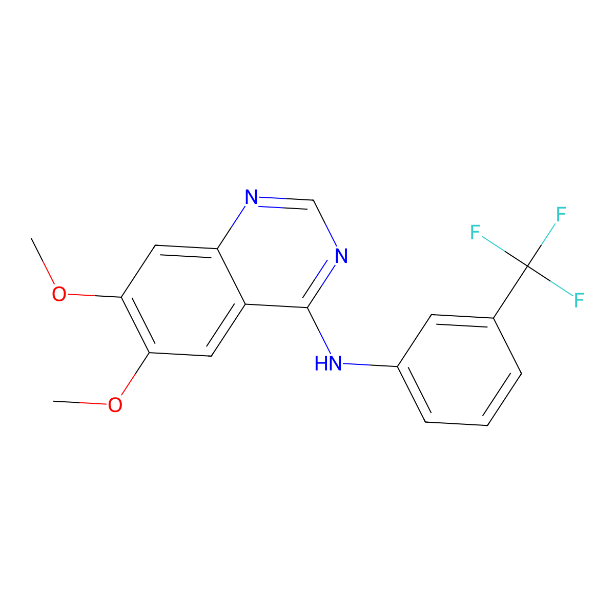 6,7-dimethoxy-N-(3-(trifluoromethyl)phenyl)quinazolin-4-amine molecular structure, CAS 205195-05-7