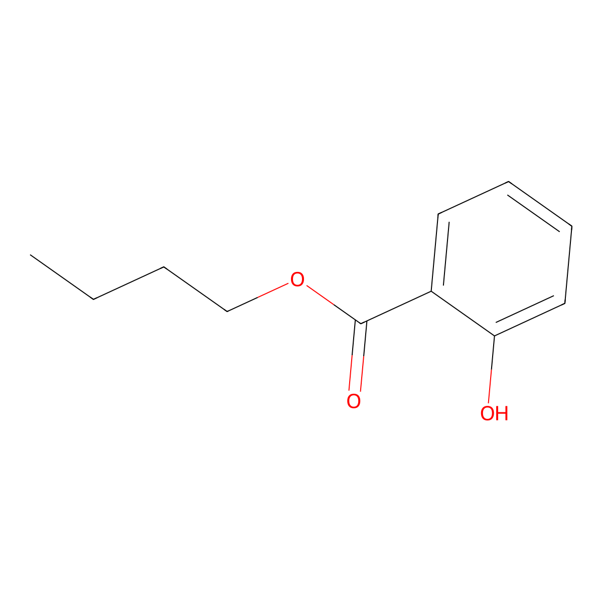 Butyl salicylate molecular structure, CAS 2052-14-4