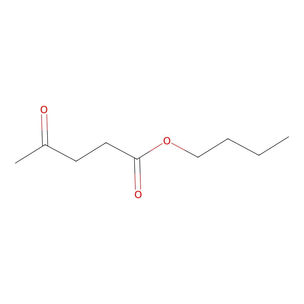 Butyl levulinate molecular structure, CAS 2052-15-5