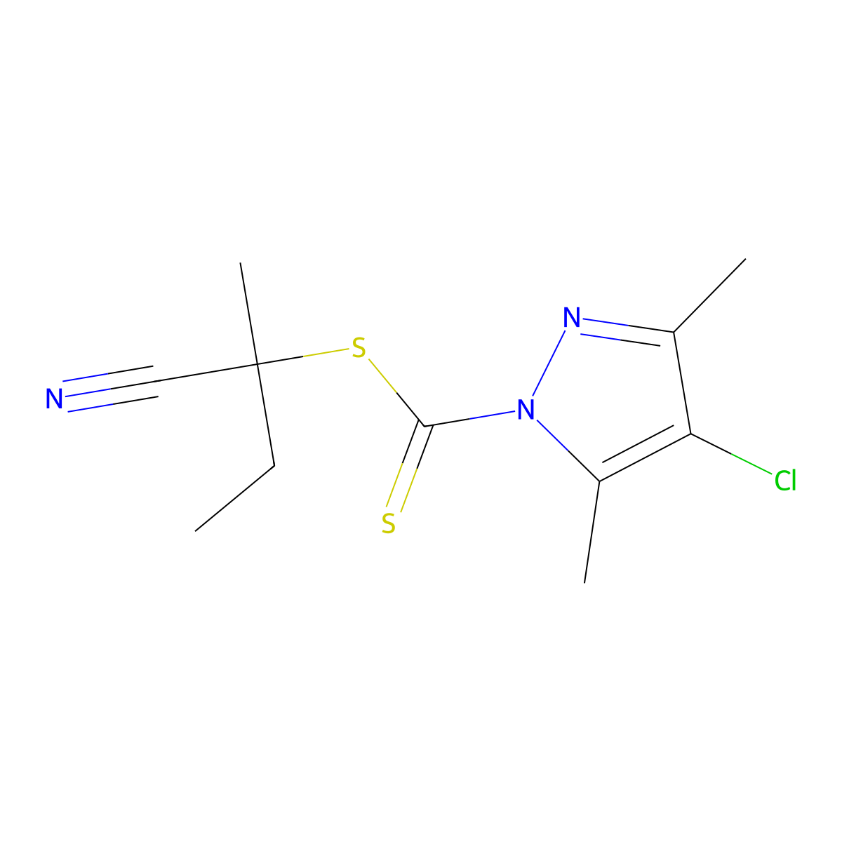 2-Cyanobutan-2-yl 4-chloro-3,5-dimethyl-1H-pyrazole-1-carbodithioate molecular structure, CAS 2052159-02-9