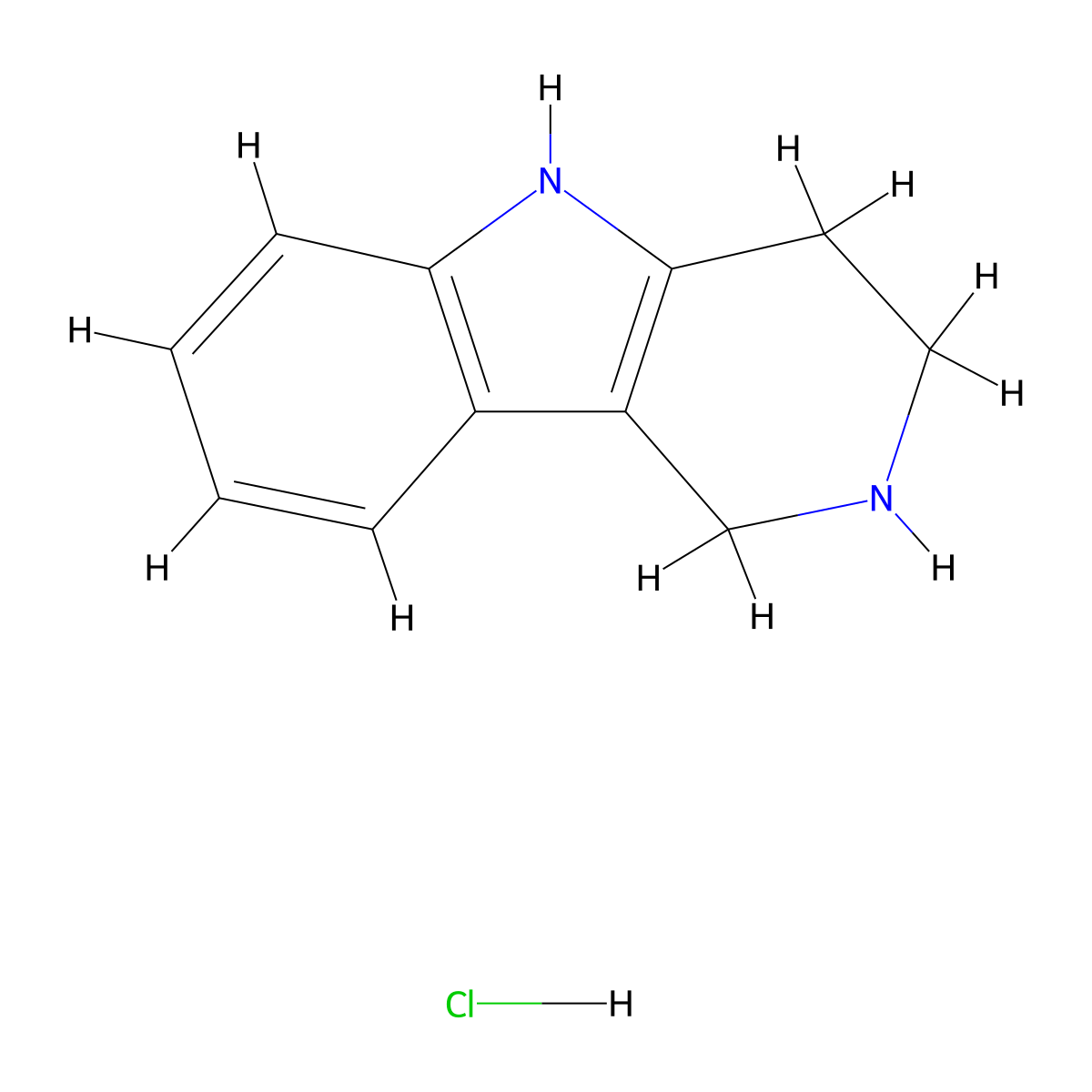 2,3,4,5-Tetrahydro-1H-pyrido[4,3-b]indole hydrochloride molecular structure, CAS 20522-30-9