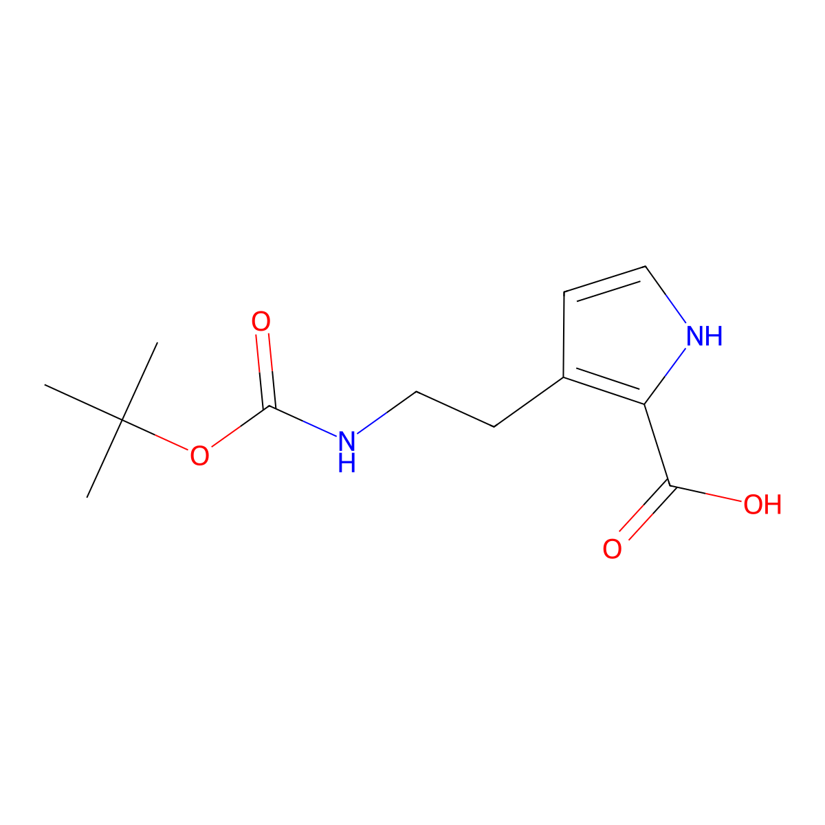 3-(2-{[(tert-butoxy)carbonyl]amino}ethyl)-1H-pyrrole-2-carboxylic acid molecular structure, CAS 2052290-81-8
