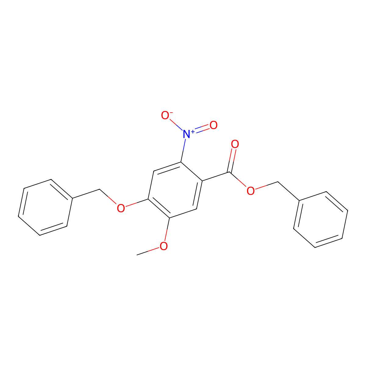Benzyl 4-(benzyloxy)-5-methoxy-2-nitrobenzoate molecular structure, CAS 205259-40-1