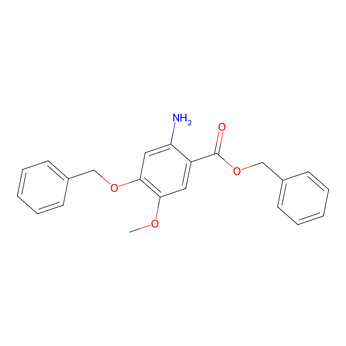 Benzyl 2-amino-4-(benzyloxy)-5-methoxybenzoate molecular structure, CAS 205259-41-2