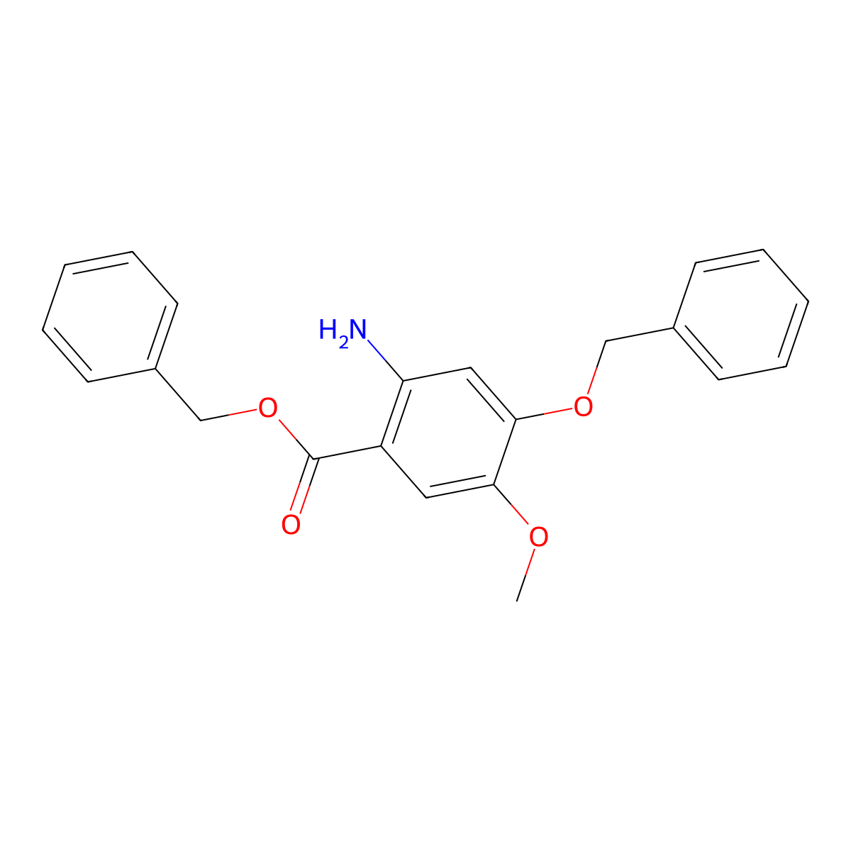 Benzyl 2-amino-4-(benzyloxy)-5-methoxybenzoate molecular structure, CAS 205259-41-2