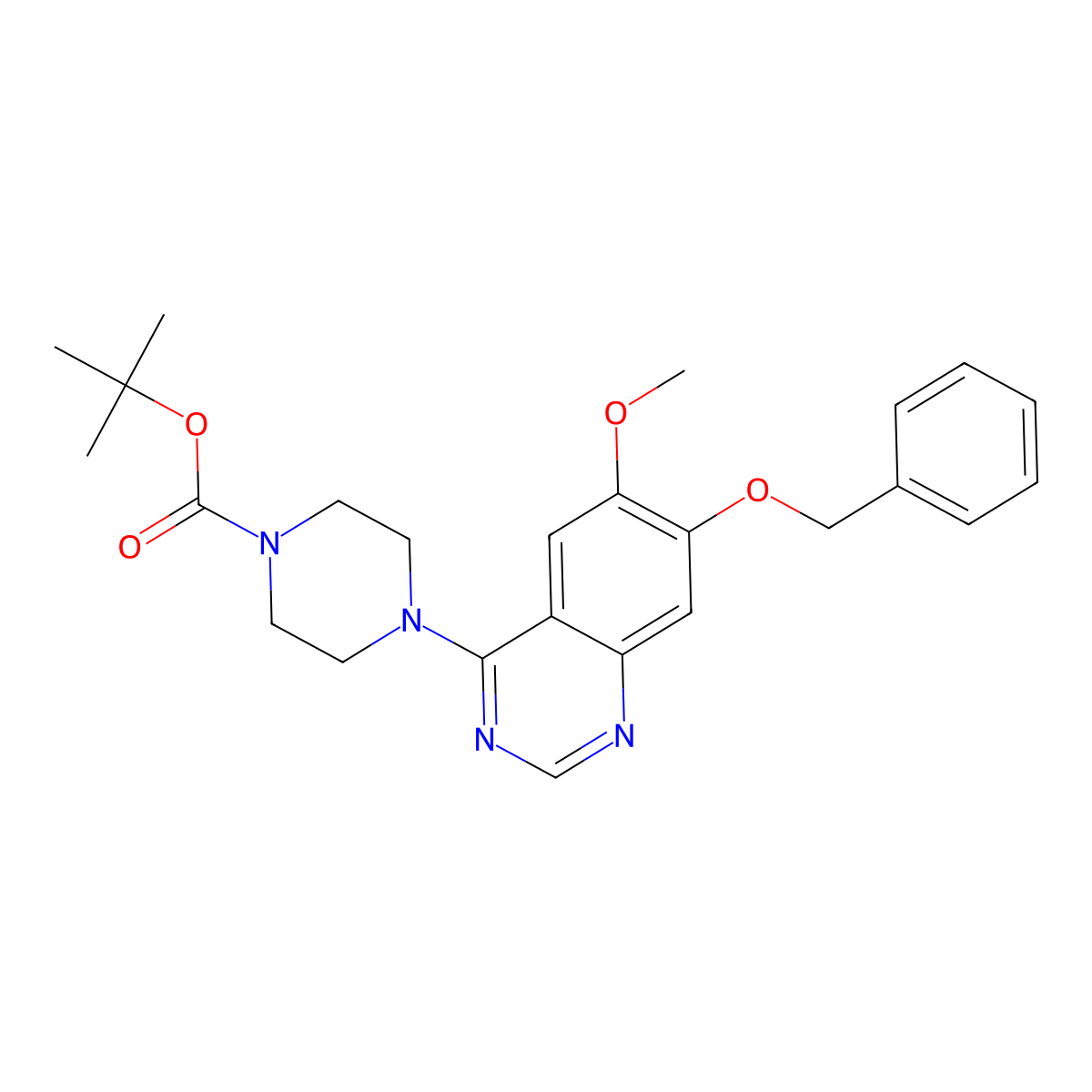 Tert-butyl 4-(7-(benzyloxy)-6-methoxyquinazolin-4-yl)piperazine-1-carboxylate molecular structure, CAS 205259-42-3