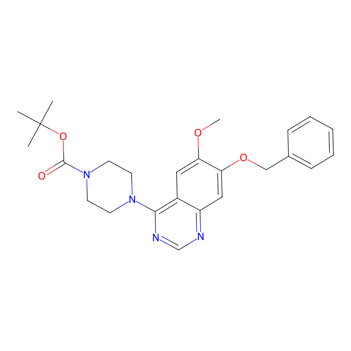 Tert-butyl 4-(7-(benzyloxy)-6-methoxyquinazolin-4-yl)piperazine-1-carboxylate molecular structure, CAS 205259-42-3