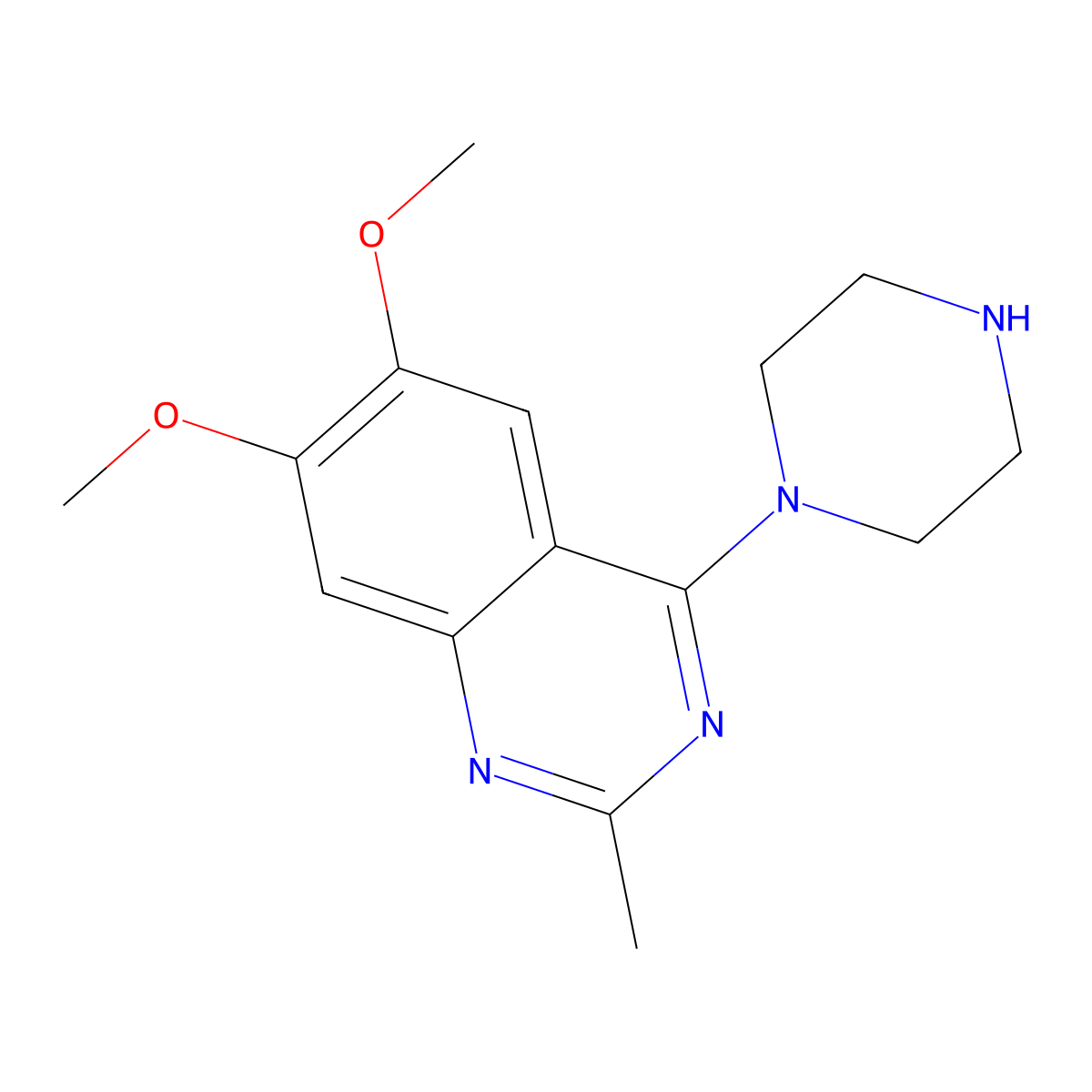 6,7-Dimethoxy-2-methyl-4-(piperazin-1-YL)quinazoline molecular structure, CAS 205260-07-7