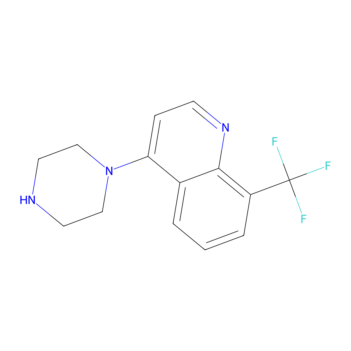 4-(Piperazin-1-yl)-8-(trifluoromethyl)quinoline molecular structure, CAS 205260-10-2