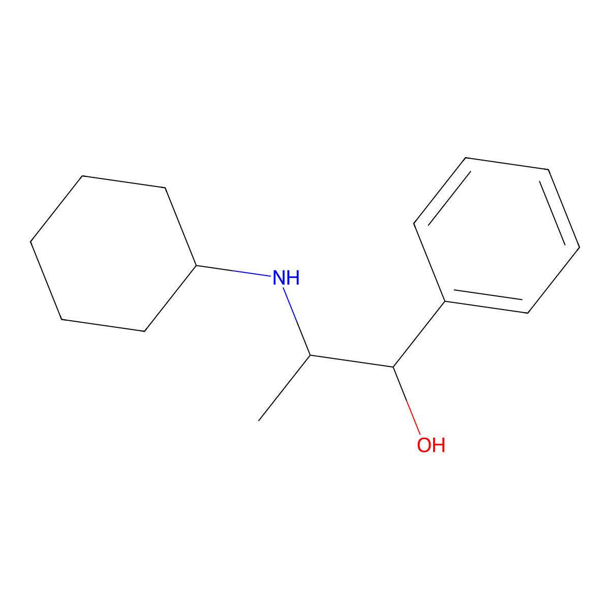 Benzenemethanol, alpha-(1-(cyclohexylamino)ethyl)- molecular structure, CAS 2053-42-1