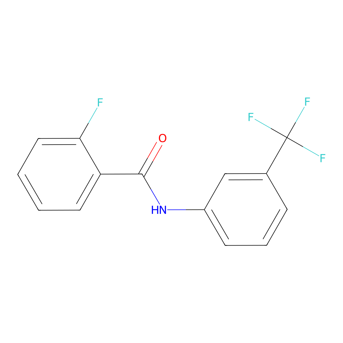 Benzamide, 2-fluoro-N-(3-(trifluoromethyl)phenyl)- molecular structure, CAS 2053-95-4