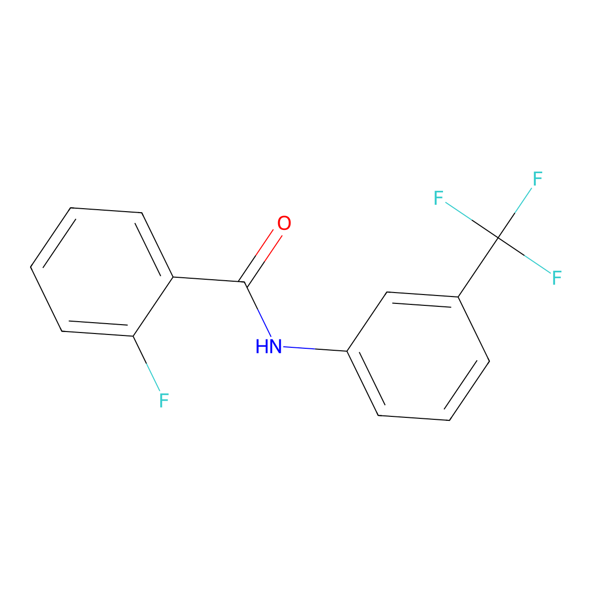 Benzamide, 2-fluoro-N-(3-(trifluoromethyl)phenyl)- molecular structure, CAS 2053-95-4