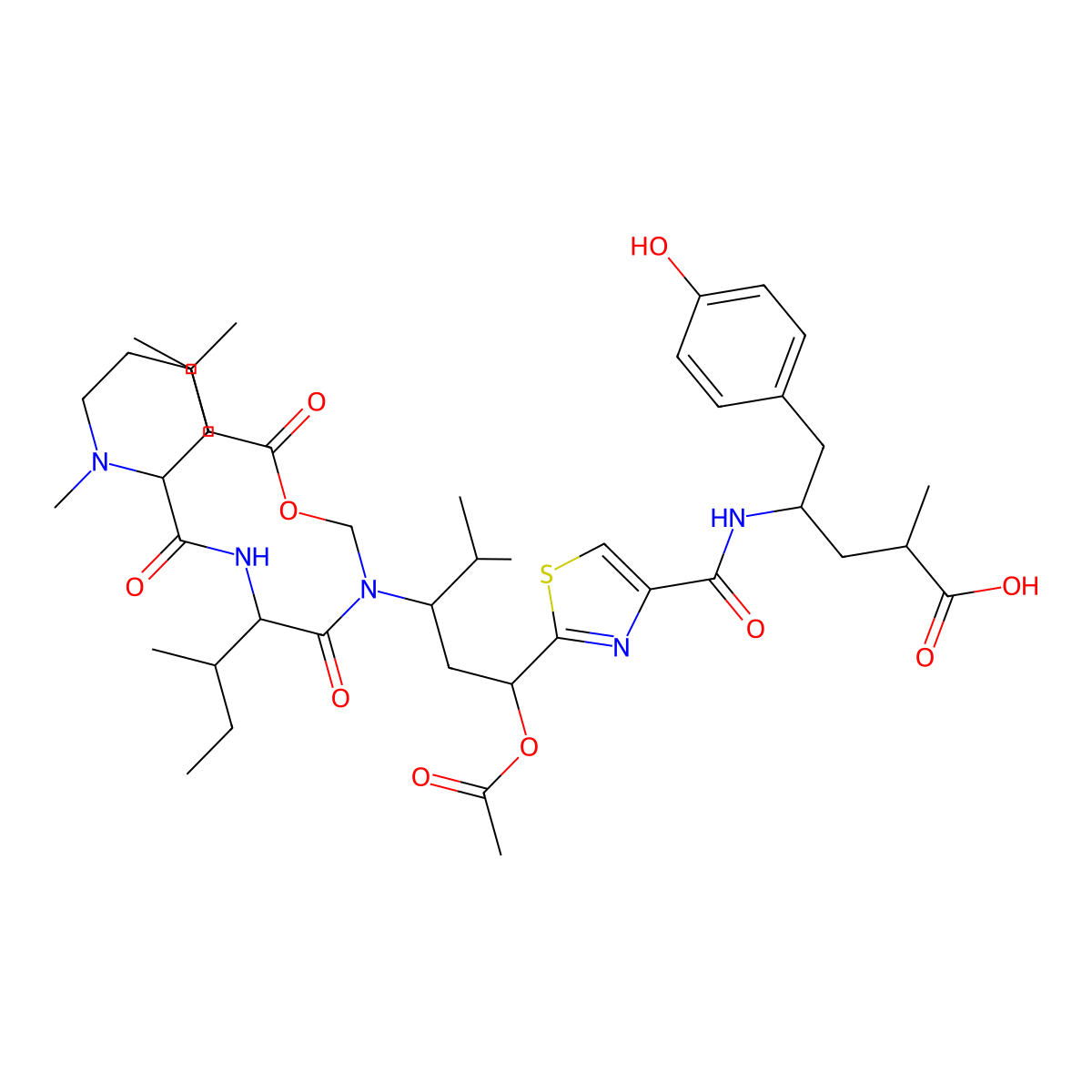 Tubulysin A molecular structure, CAS 205304-86-5