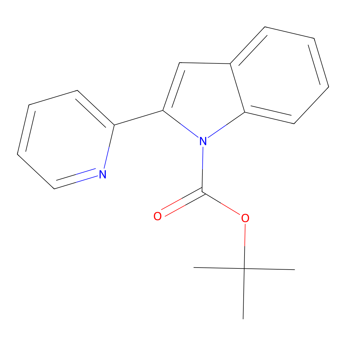 tert-butyl 2-(pyridin-2-yl)-1H-indole-1-carboxylate molecular structure, CAS 205310-34-5
