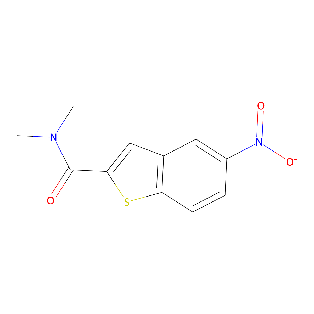 N,N-dimethyl-5-nitro-1-benzothiophene-2-carboxamide molecular structure, CAS 20532-45-0