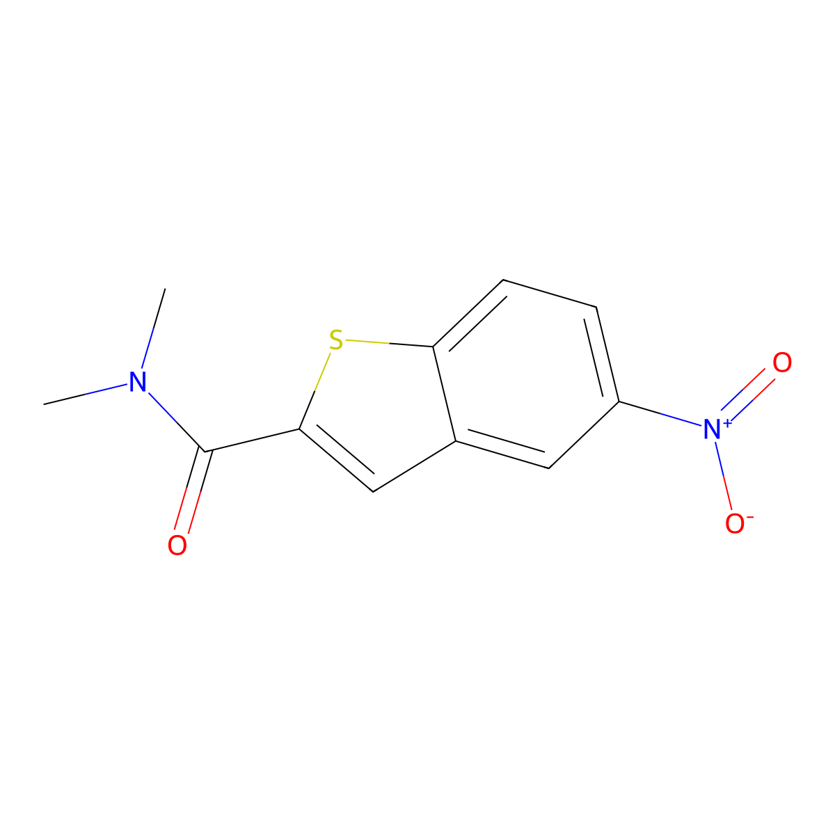 N,N-dimethyl-5-nitro-1-benzothiophene-2-carboxamide molecular structure, CAS 20532-45-0