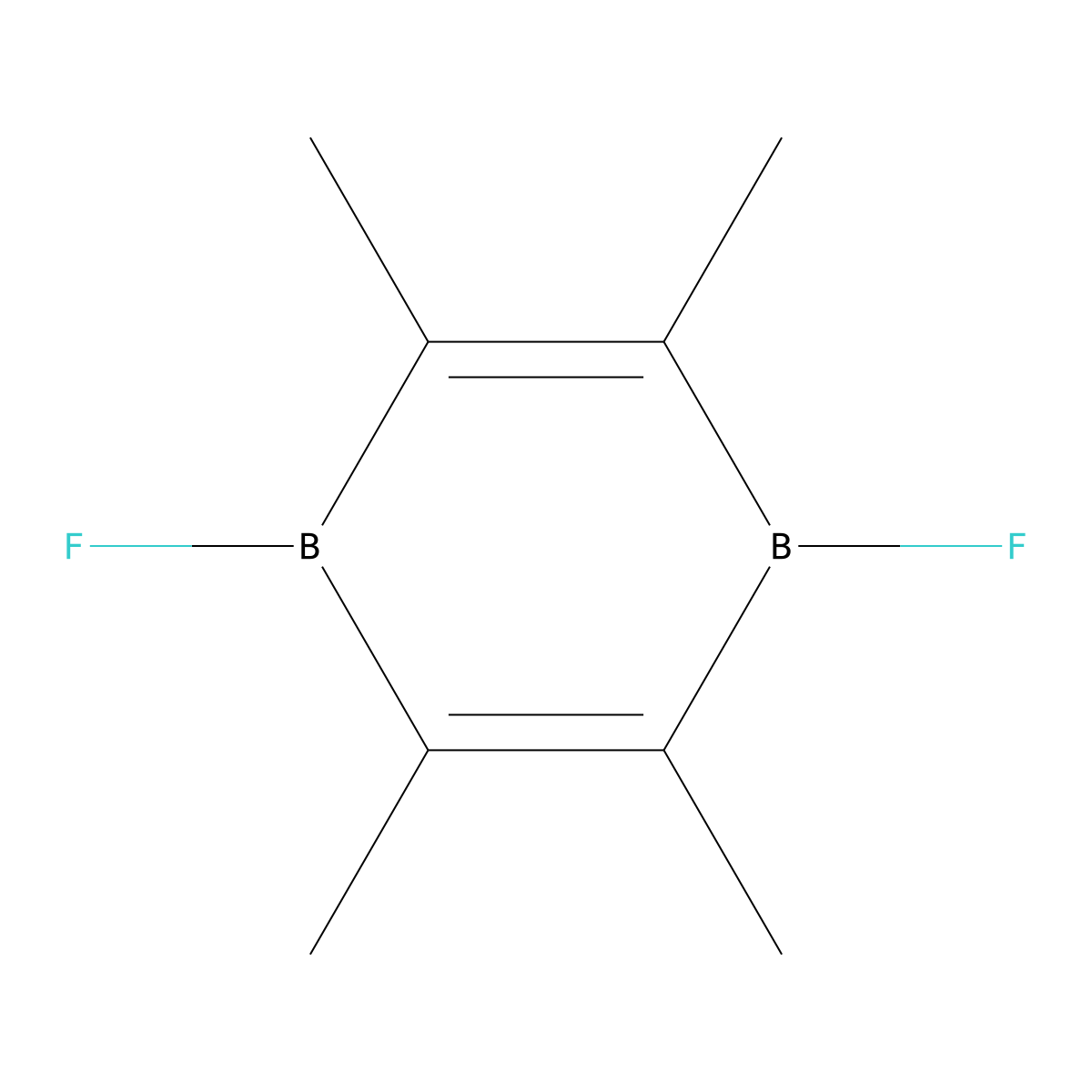 1,4-Dibora-2,5-cyclohexadiene, 1,4-difluoro-2,3,5,6-tetramethyl- molecular structure, CAS 20534-12-7