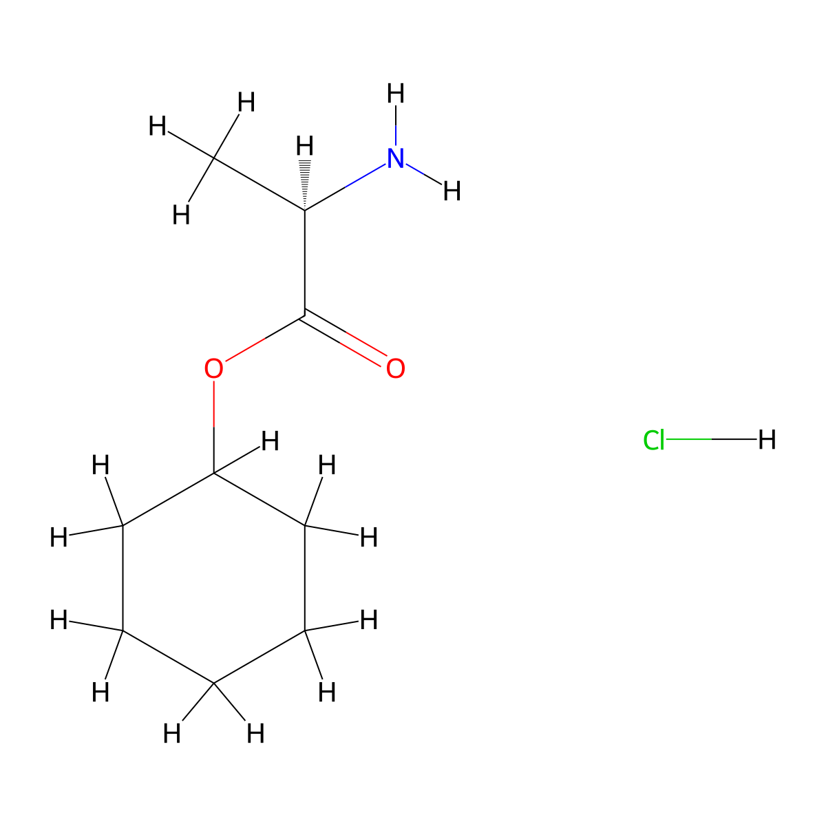 (R)-Cyclohexyl 2-aminopropanoate hydrochloride molecular structure, CAS 2053427-31-7