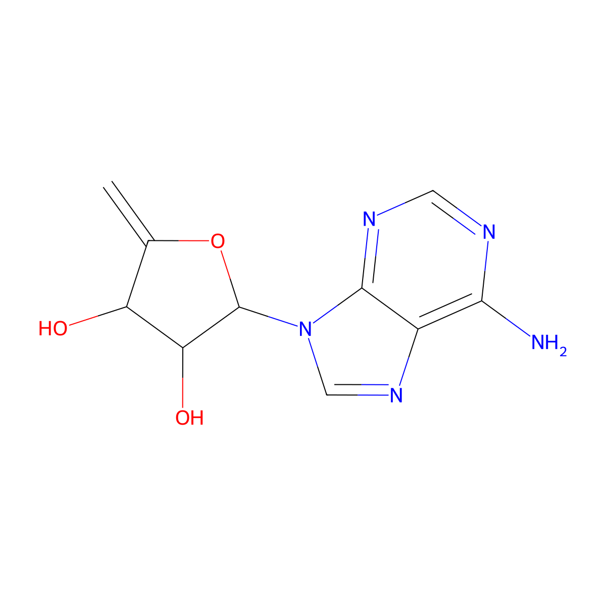 2-(6-Aminopurin-9-yl)-5-methylideneoxolane-3,4-diol molecular structure, CAS 20535-04-0