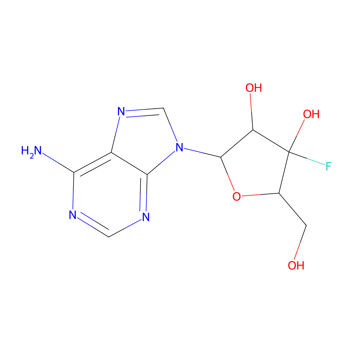 9-(3'-Fluoro-3'-deoxyxylofuranosyl)adenine molecular structure, CAS 20535-16-4