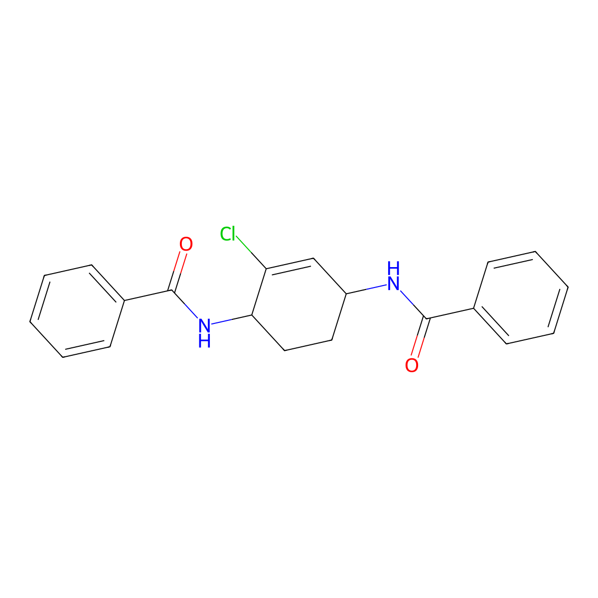 N,N'-((1S,4R)-2-chlorocyclohex-2-ene-1,4-diyl)dibenzamide (racemic) molecular structure, CAS 2053651-97-9
