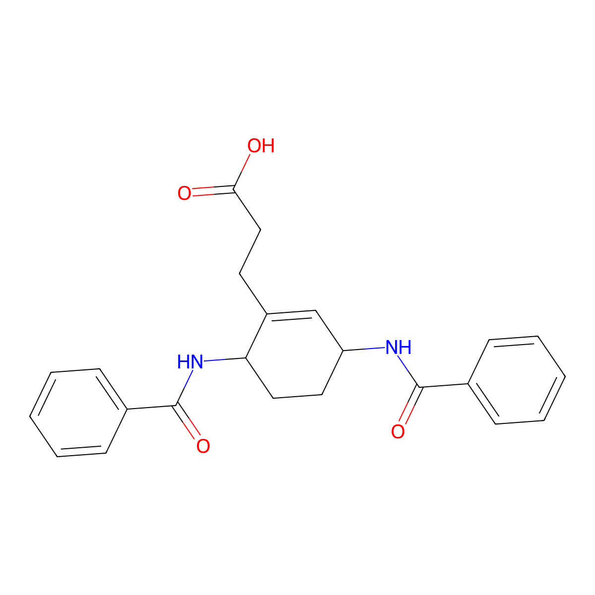 3-[(3R,6S)-3,6-dibenzamidocyclohexen-1-yl]propanoic acid molecular structure, CAS 2053652-01-8