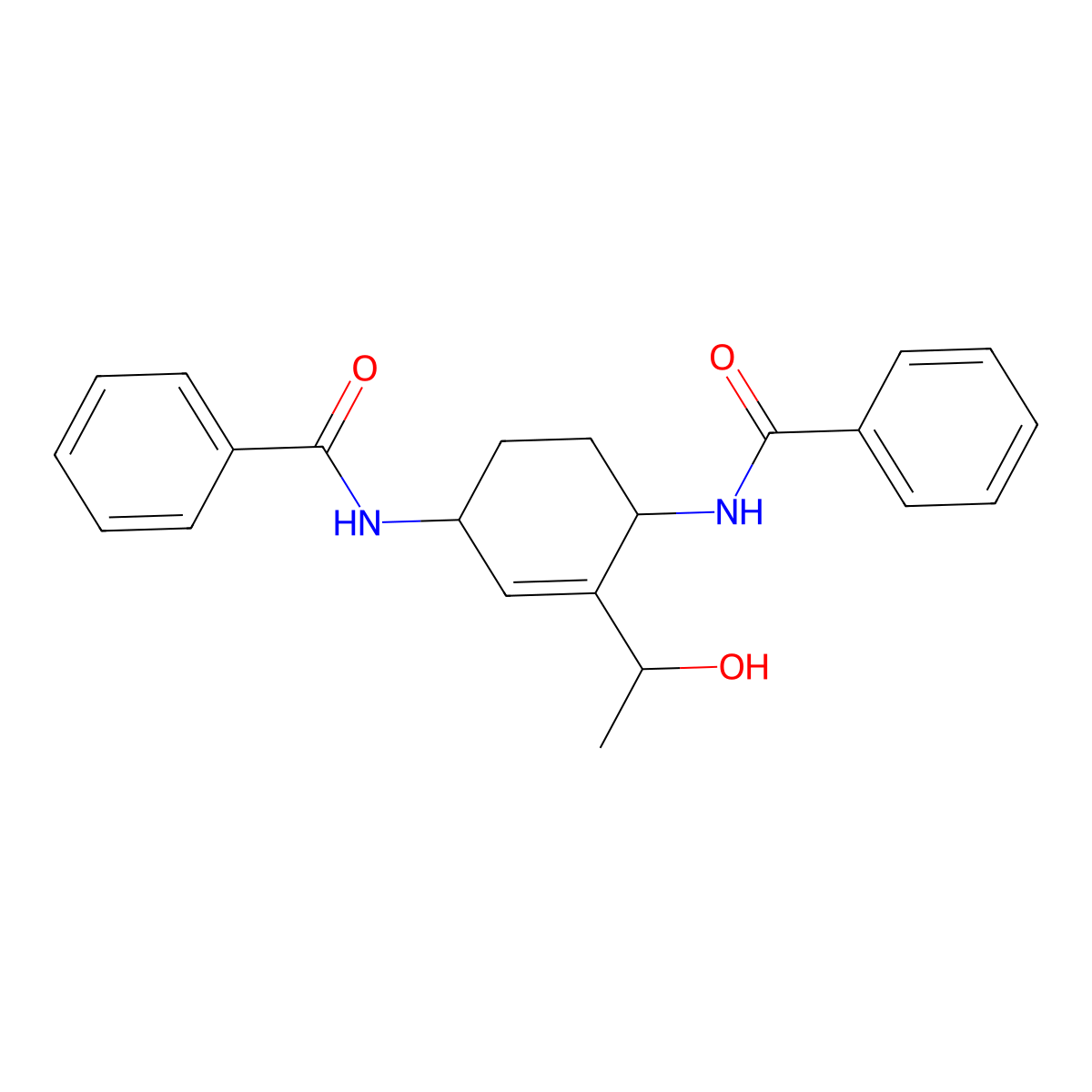 N-[(1R,4S)-4-benzamido-3-(1-hydroxyethyl)cyclohex-2-en-1-yl]benzamide molecular structure, CAS 2053652-02-9