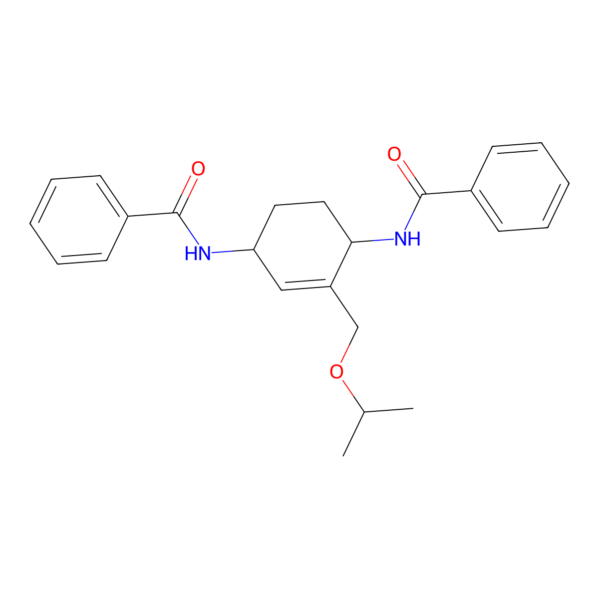 N,N'-((1S,4R)-2-(isopropoxymethyl)cyclohex-2-ene-1,4-diyl)dibenzamide (racemic) molecular structure, CAS 2053652-03-0