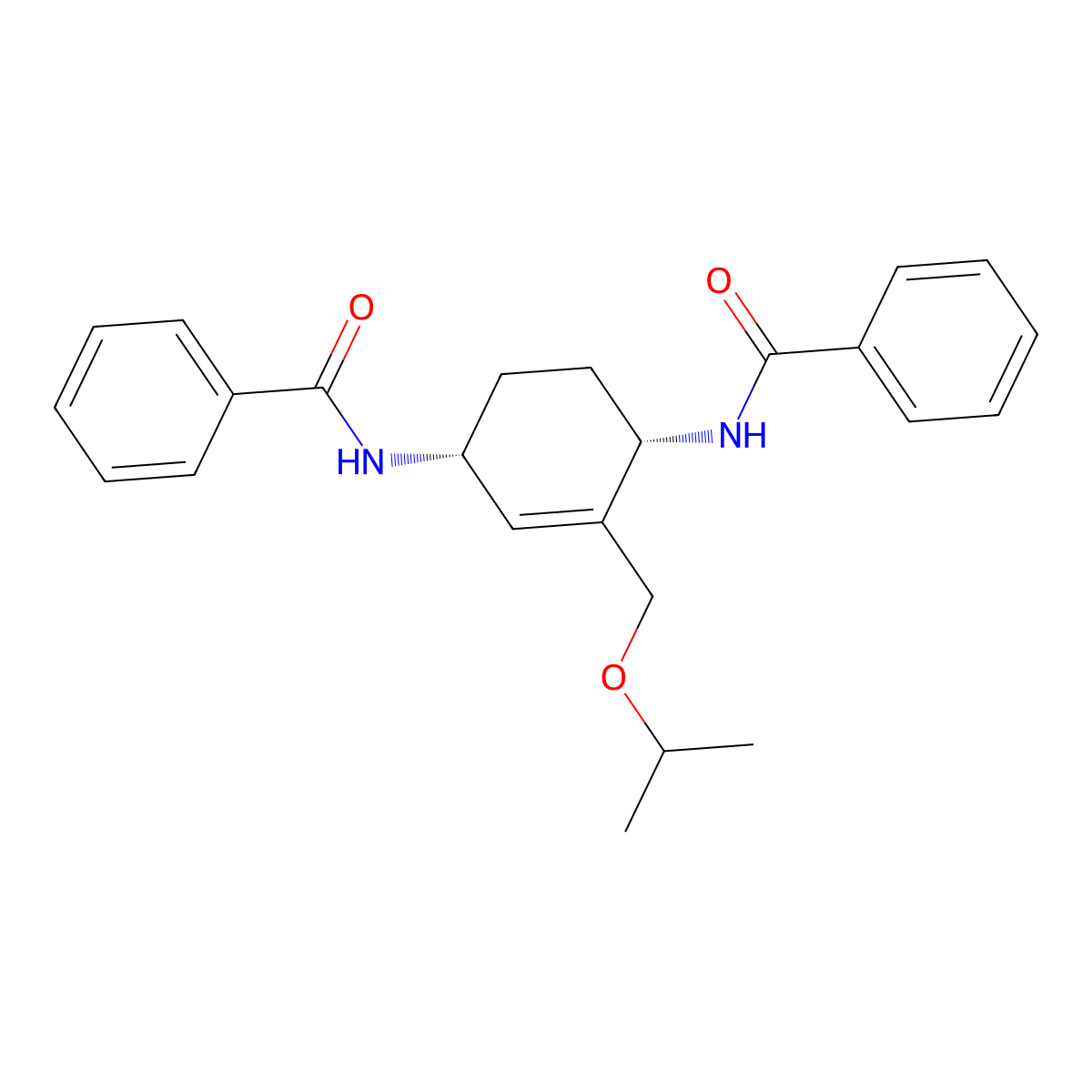 N,N'-((1S,4R)-2-(isopropoxymethyl)cyclohex-2-ene-1,4-diyl)dibenzamide (racemic) molecular structure, CAS 2053652-03-0