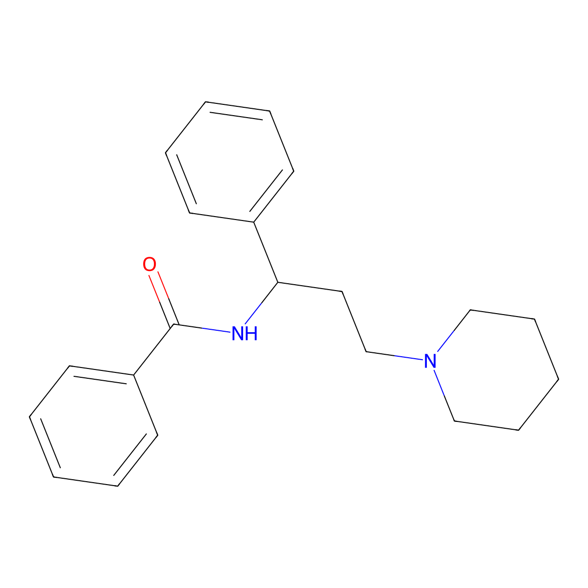 N-(1-Phenyl-3-piperidinopropyl)benzamide molecular structure, CAS 20537-22-8