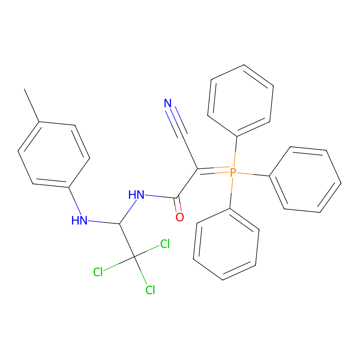 2-cyano-N-{2,2,2-trichloro-1-[(4-methylphenyl)amino]ethyl}-2-(triphenyl-lambda~5~-phosphanylidene)acetamide molecular structure, CAS 205379-76-6