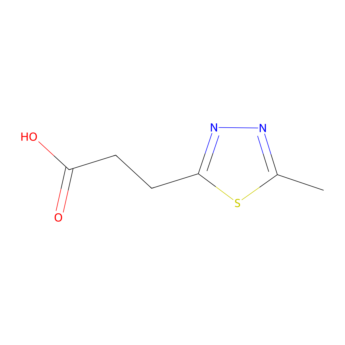 3-(5-Methyl-1,3,4-thiadiazol-2-yl)propanoic acid molecular structure, CAS 205383-48-8