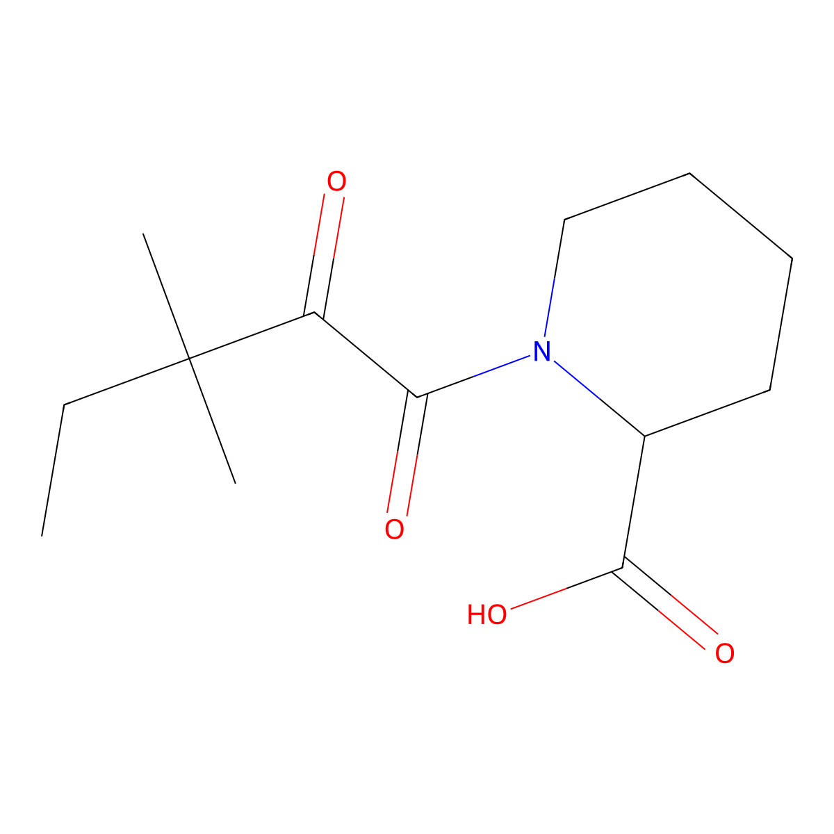 1-(3,3-Dimethyl-2-oxopentanoyl)piperidine-2-carboxylic acid molecular structure, CAS 205388-68-7